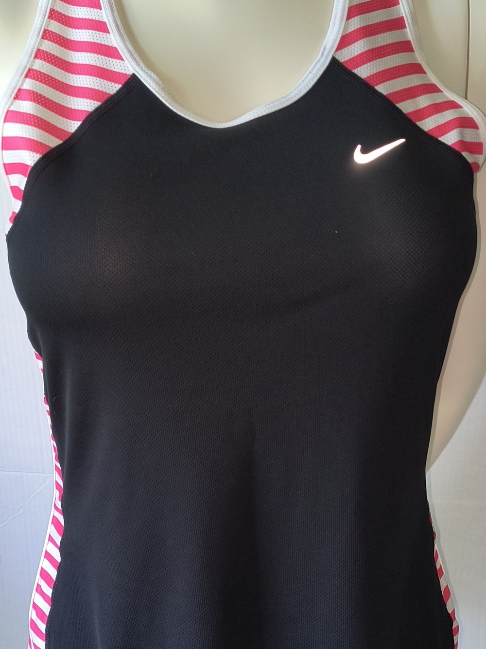 Nike Women’s Black Athletic Tank with Pink Stripe Accents